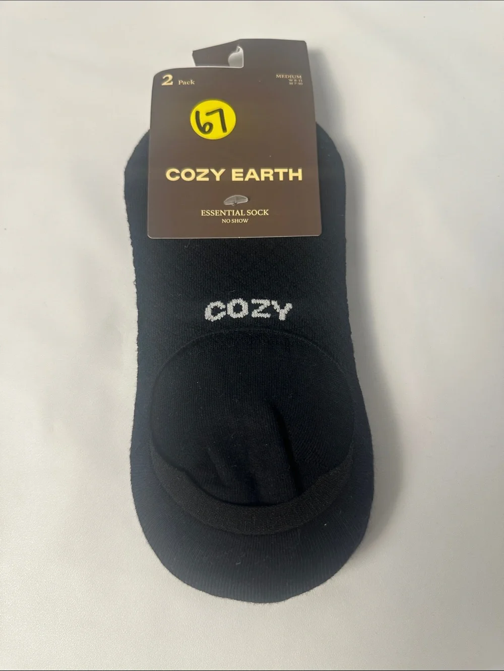 Cozy Earth Men’s No-Show Socks - Black (2 Pack)